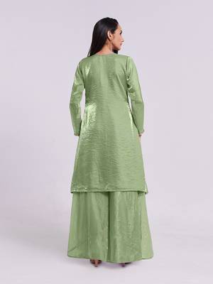 Sage green embellished kurta set 3