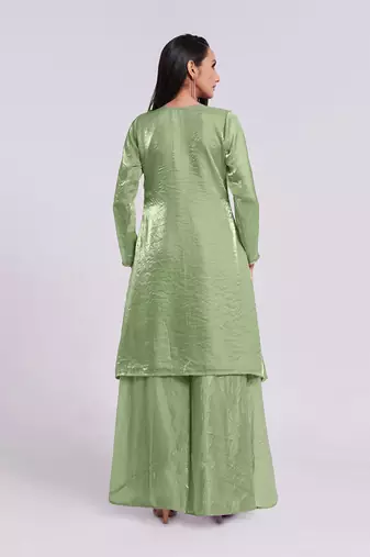Sage green embellished kurta set