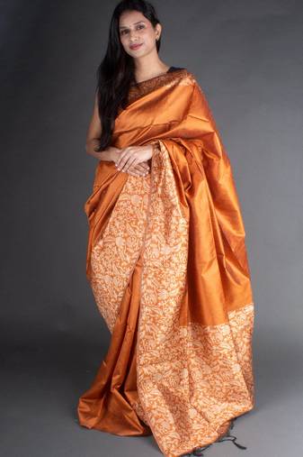 Banglori Raw Silk Saree With Rich Pallu And Bontrast Blouse Piece