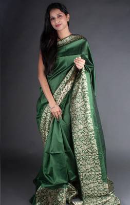 Banglori Raw Silk Saree With Rich Pallu And Bontrast Blouse Piece 1