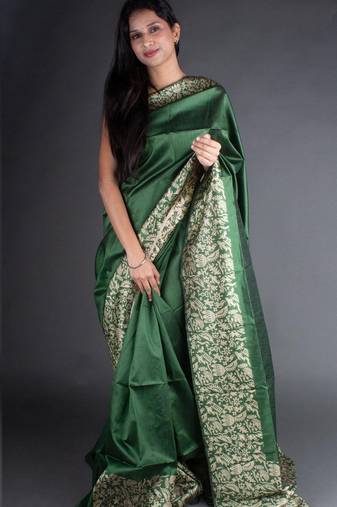 Banglori Raw Silk Saree With Rich Pallu And Bontrast Blouse Piece