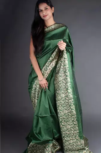 Banglori Raw Silk Saree With Rich Pallu And Bontrast Blouse Piece