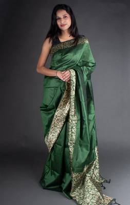 Banglori Raw Silk Saree With Rich Pallu And Bontrast Blouse Piece 2
