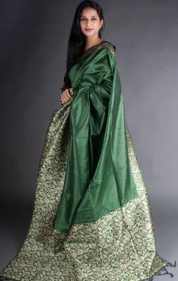 Banglori Raw Silk Saree With Rich Pallu And Bontrast Blouse Piece 3