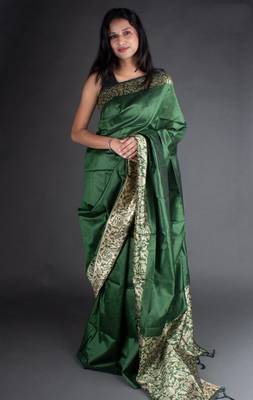 Banglori Raw Silk Saree With Rich Pallu And Bontrast Blouse Piece 4