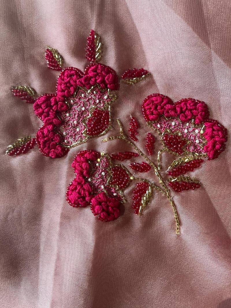 Soft Two-Tone Rangoli Silk Blend Saree With Triple Cutdana Border And Velvet Designer Blouse