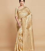 Beige Leheriya Zari Woven Design Linen Saree