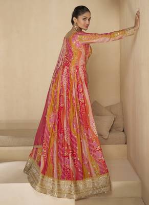 Multi color glorious readymade georgette gown with dupatta 2