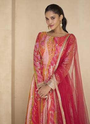 Multi color glorious readymade georgette gown with dupatta 3
