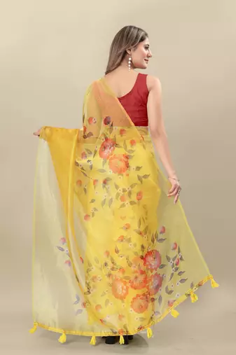 Yellow Teejh Organza Saree for Women