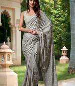  Satin swarovski With Embroidery Butti Work Saree With Blouse Piece