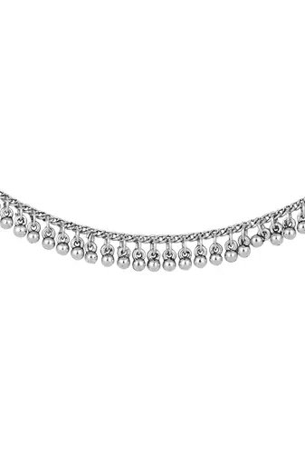 I jewels navratri ethnic silver oxidised ghungroo hair chain/earchain accessories for women (e3242ox)