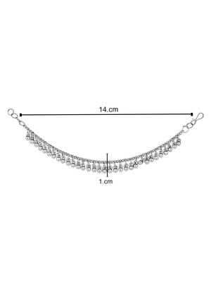 I jewels navratri ethnic silver oxidised ghungroo hair chain/earchain accessories for women (e3242ox) 4
