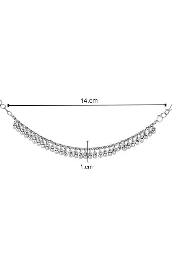 I jewels navratri ethnic silver oxidised ghungroo hair chain/earchain accessories for women (e3242ox)