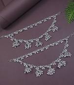 navratri ethnic silver oxidised ghungroo jhumka hair chain/earchain accessories for women 