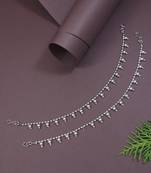 I jewels navratri ethnic silver oxidised teardrop hair chain/earchain accessories for women (e3246ox)