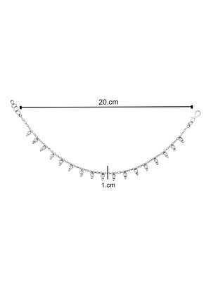 I jewels navratri ethnic silver oxidised teardrop hair chain/earchain accessories for women (e3246ox) 4