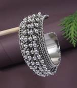 navratri ethnic silver oxidised afghani ghungroo adjustable cuff kada bracelet for women 