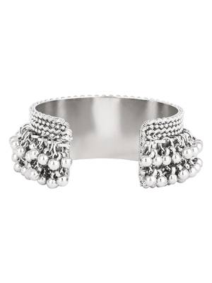 navratri ethnic silver oxidised afghani ghungroo adjustable cuff kada bracelet for women  3