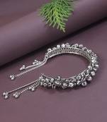 navratri ethnic silver oxidised afghani ghungroo adjustable cuff kada bracelet for women 