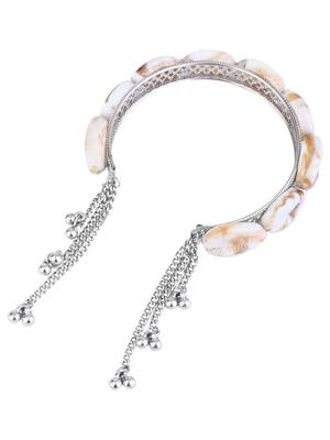 navratri ethnic silver oxidised afghani boho cowrie shell adjustable cuff kada bracelet for women  5
