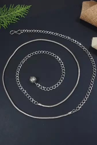 navratri ethnic silver oxidised adjustable boho waist chain/belly chain/kamarband for women 