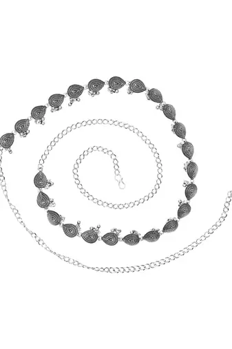 navratri ethnic silver oxidised traditional adjustable boho waist chain/belly chain/kamarband for women 