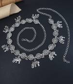navratri ethnic silver oxidised adjustable boho waist chain/belly chain/kamarband for women 