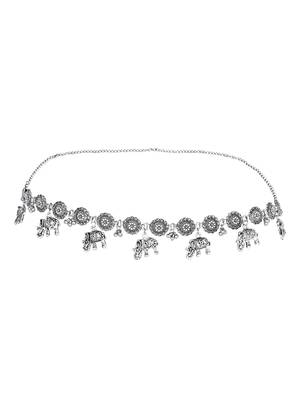 navratri ethnic silver oxidised adjustable boho waist chain/belly chain/kamarband for women  2