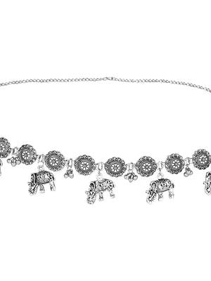 navratri ethnic silver oxidised adjustable boho waist chain/belly chain/kamarband for women  4