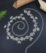 navratri ethnic silver oxidised floral design jhumka adjustable boho waist chain