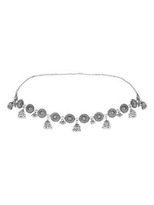 navratri ethnic silver oxidised floral design jhumka adjustable boho waist chain 2