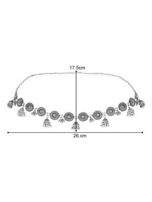 navratri ethnic silver oxidised floral design jhumka adjustable boho waist chain 5