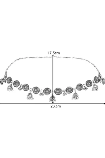 navratri ethnic silver oxidised floral design jhumka adjustable boho waist chain