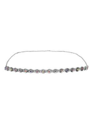 navratri ethnic silver oxidised floral design adjustable boho waist chain/belly chain 2