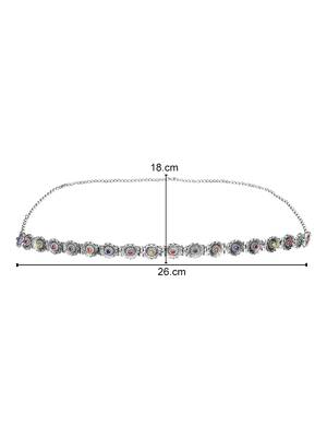 navratri ethnic silver oxidised floral design adjustable boho waist chain/belly chain 5