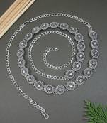 navratri ethnic silver oxidised adjustable boho floral design waist chain/belly chain