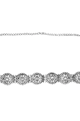 navratri ethnic silver oxidised adjustable boho floral design waist chain/belly chain