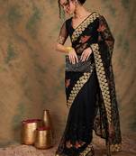 Black color net saree for women