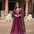 Wine chinon fabric wedding ceremonial wear graceful zari embroidery work girlie gown with dupatta