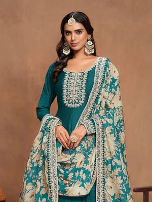 Rama art silk graceful anarkali dress with beautiful print and elegant embroidery work 3