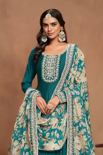 Rama art silk graceful anarkali dress with beautiful print and elegant embroidery work