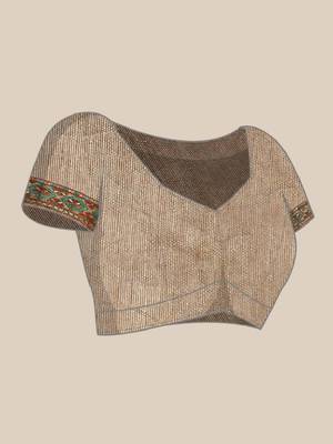 Art silk saree with kashmiri work with embroidered border with blouse 6