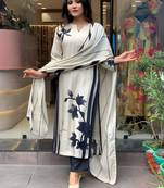 White muslin glamorous readymade salwar suit for trendy girlie looks