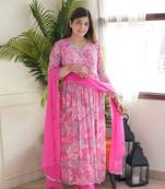 Pink georgette glamorous readymade salwar suit for trendy girlie looks