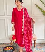 Red chanderi glamorous readymade salwar suit for trendy girlie looks