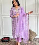 Lavender french crepe glamorous readymade salwar suit for trendy girlie looks