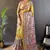 Gold tussar silk blend Woven Border Saree With Digital Madhubani Printed Graceful Festive Saree
