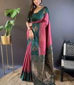 Maroon Soft Silk Woven Zari Ethnic Traditional Saree