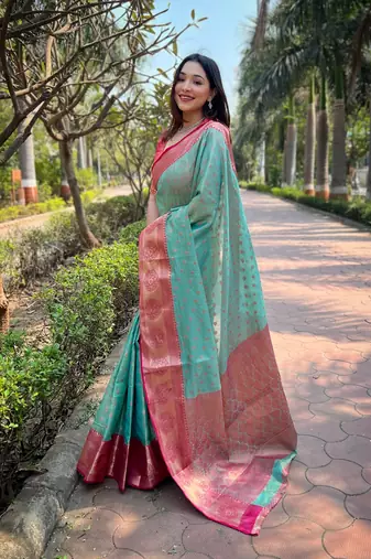 Rama Tissue silk blend Woven Graceful Girlie Partywear Traditional Saree Festive Season